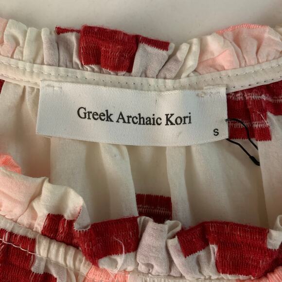 GREEK ARCHAIC KORI Dress Small‎ NWOT Midi Geometric Strap Embroidered Drop Waist - Picture 13 of 15